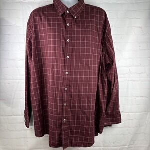 Van Heusen Dress Shirt Mens 3XL 20-20.5 Wine Traveler Business Long Sleeve